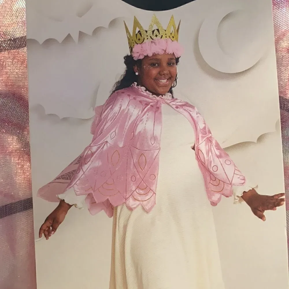 Girls Pink Fairy Set Capelet & Headpiece Halloween Costume OneSize Fits Most NWT